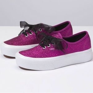 Hot pink platform glitter vans